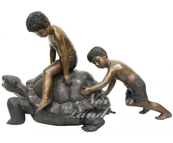 Life Size Garden Art Sculpture Bronze Boy Sitting on Turtle Statue - China  Statue and Garden Sculpture price